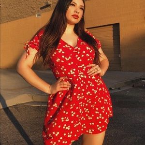 Red floral dress